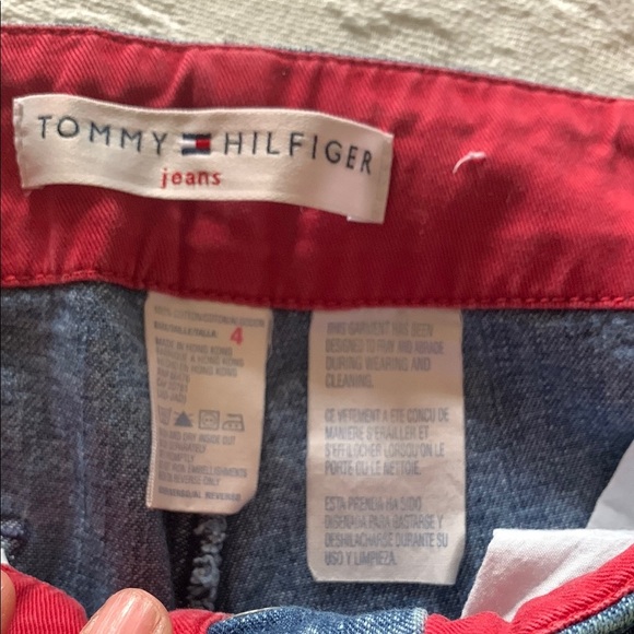 Gently Loved Distressed Blue Jeans with Red Accents by Tommy Hilfiger - Picture 5 of 8